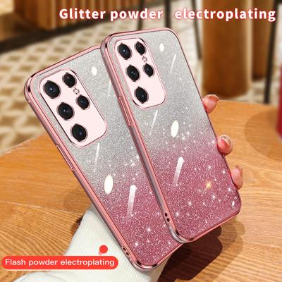 Fashion Plating Gradient Glitter Case pro Samsung Galaxy S24 Plus S23 S22 Ultra S21 S20 FE A54 A34 A14 A15 Silikonový zadní kryt