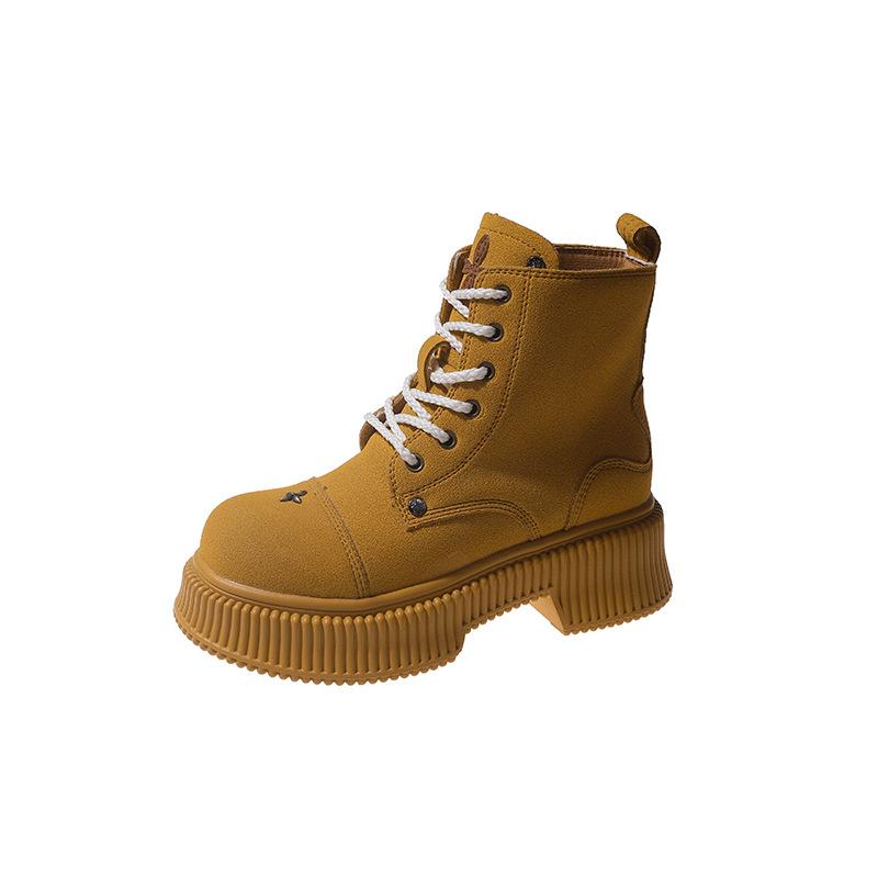 

Autumn and winter fashion cross thick-soled desert Martin short boots women s locomotive boots big yellow boots women 40