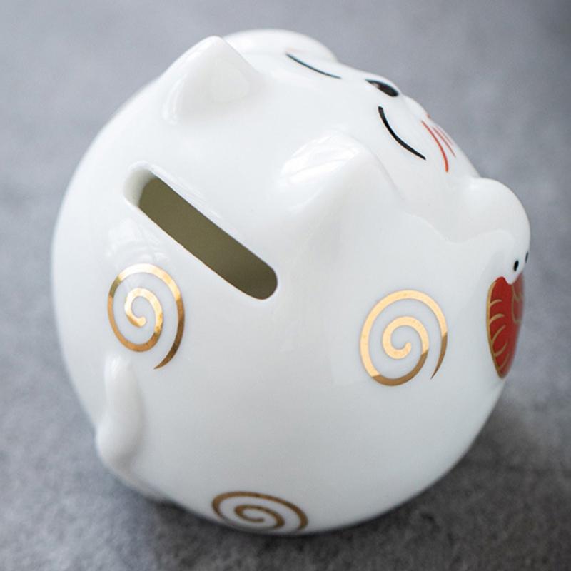 Ceramic Lucky Cat Piggy Bank Saving Coin Box Save Money Box Fortune Cat Ornament Statue Figurine Feng Shui Craft Home Decor