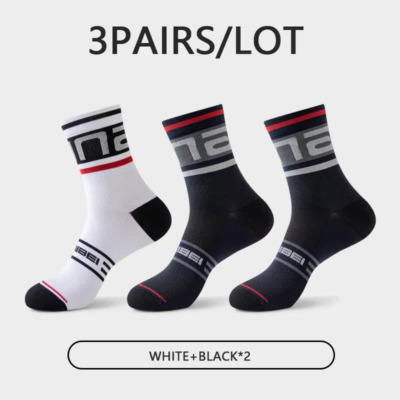 

1/3 пары мужских велоносков средней толщины для занятий спортом на открытом воздухе, марафона, бега, езды на велосипеде, фитнеса 3 pairs чёрный/белый