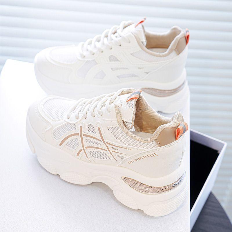 

Women s shoes increase in height New spring and autumn versatile little white shoes Soft leather increases in height Sports thick-soled casual women 35 чорний