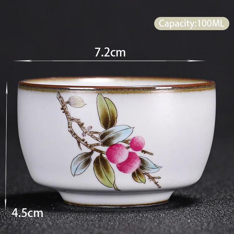 Boutique Ceramic Teacup Meditation Cup Hand Painted Landscape Travel Tea Bowl Handmade Tea Set Accessories Pu'er Master Cup