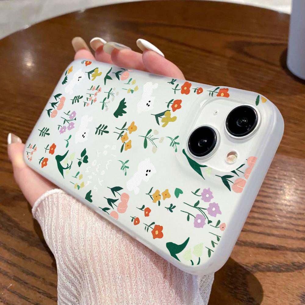 Mobile Phone Cases for iPhone 11 13 15 Pro Max 12 14 Pro Max Case iPhone 16 15 Plus 13 Pro 12 Frosted Texture Painted Cartoon Flowers