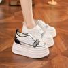 Women's 2025 Summer White Platform Sneakers - Thick-Soled, Breathable Mesh, Inner Lift, Casual Sports Style