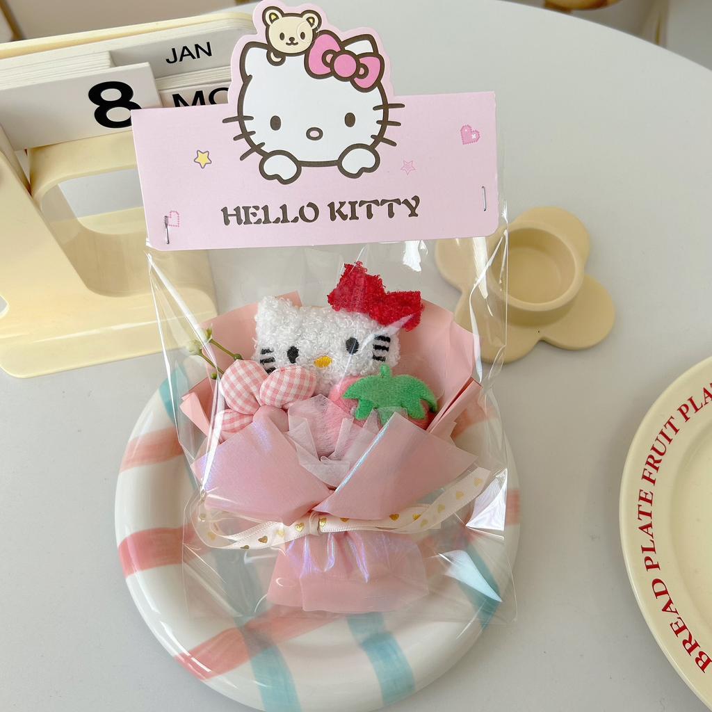 Sanrio Mini Kytice panenek Hello Kitty Kuromi Melody Držení květiny Kawaii Plyšová panenka Květina Valentýn Narozeninový dárek pro přítele