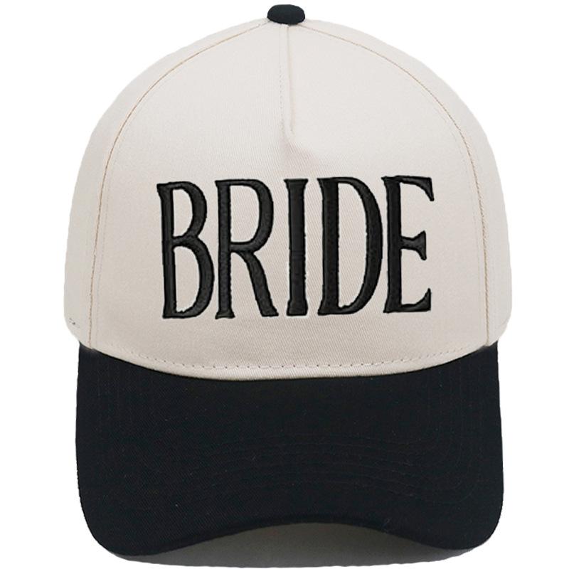 GROOM BRIDE Embroidered Color-Block PVC 5-Panel Trucker Hat European/American Men's/Women's Couple Wedding Party