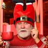 Warm Winter Hats for Family Gatherings Christmas Elf Hat Soft Flannel Santa Cap with Pom Bell Decorative Bells Adults Kids Stretchy Holiday