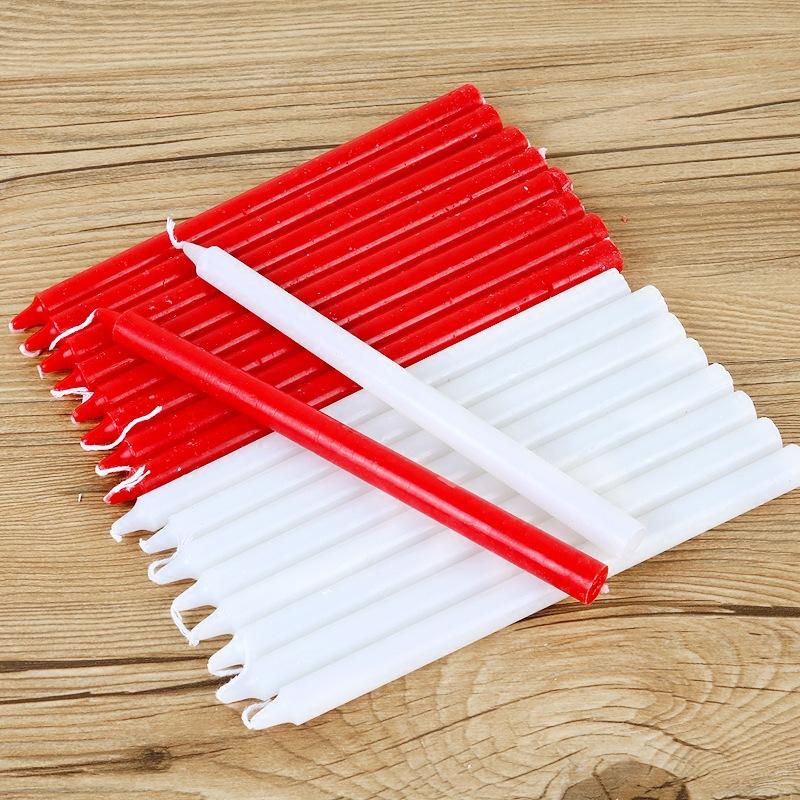 10 Pack Red and White Candles for Home Lighting, Daily Ordinary Candles, Non-romantic Wedding Long Pole Emergency Candles