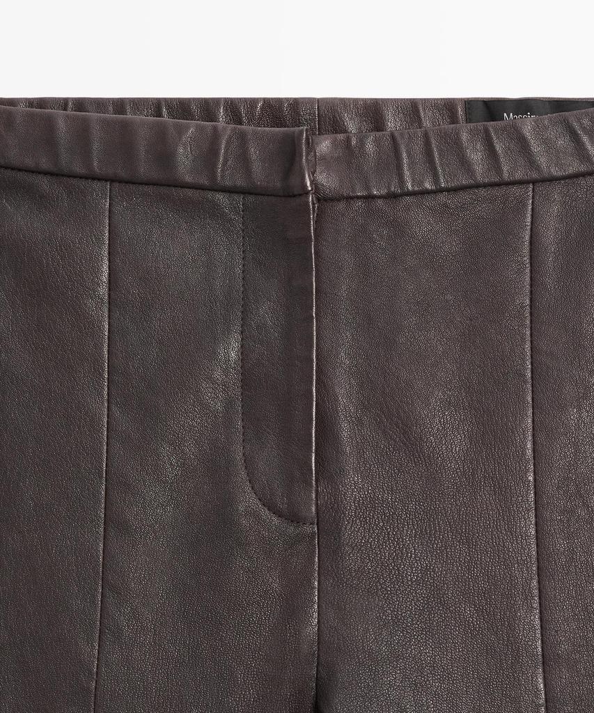 Masimodutti Elastic Detail Napa Leather Leggings
