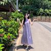 French Purple Sleeveless Neck-hanging Dress for Women's New Summer Atmosphere, Wear a Beautiful Small Skirt