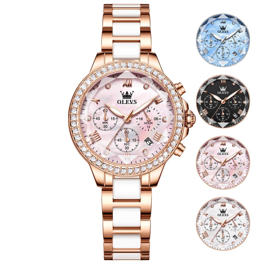 OLEVS Wasserdicht Beliebt Roségold Quarz Analog Stilvoll Business-Uhr mit Datum Rosa Rosa Damen-Uhr, Uhr, Zifferblatt, Leicht, Gold, Zifferblatt.