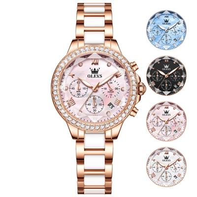 OLEVS Wasserdichte Beliebte Roségold Quarz Uhr Analog Stilvoll Business Armbanduhr Damen Datum Leicht Pinkgold Uhr Pinkes Zifferblatt Damen Damen
