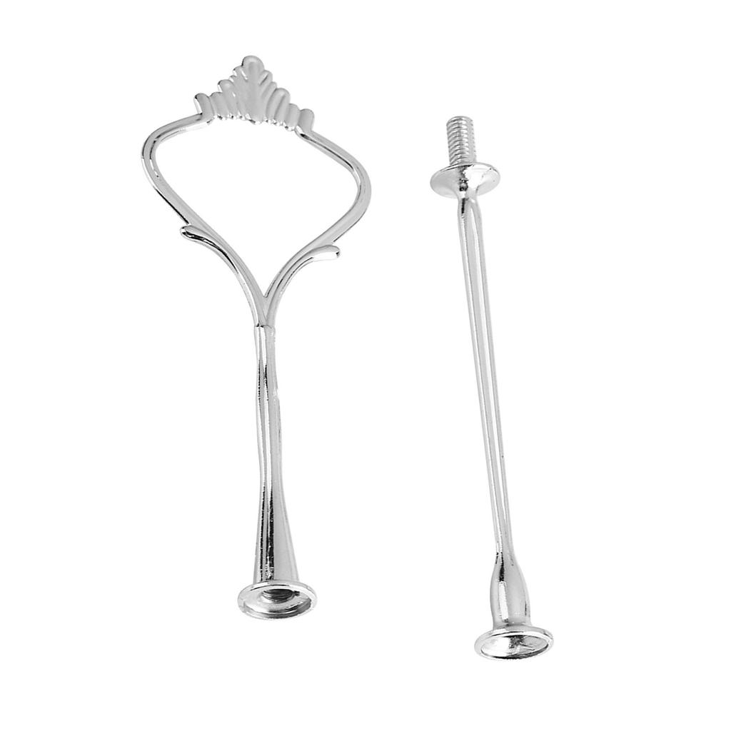 3 Set Cake Plate Stand Handle Hardware 2 Tier Cupcake Tray Fruit Plate Fitting Holder Small Crown Shaped Silver