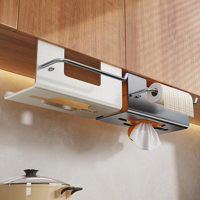 Kitchen Wet Wipe and Paper Towel Holder: Hanging Cabinet Pull-out Tissue and Rag Storage Box