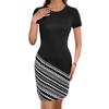 Women's Short-sleeved Round Neck Geometric Printed Slim Short Dress