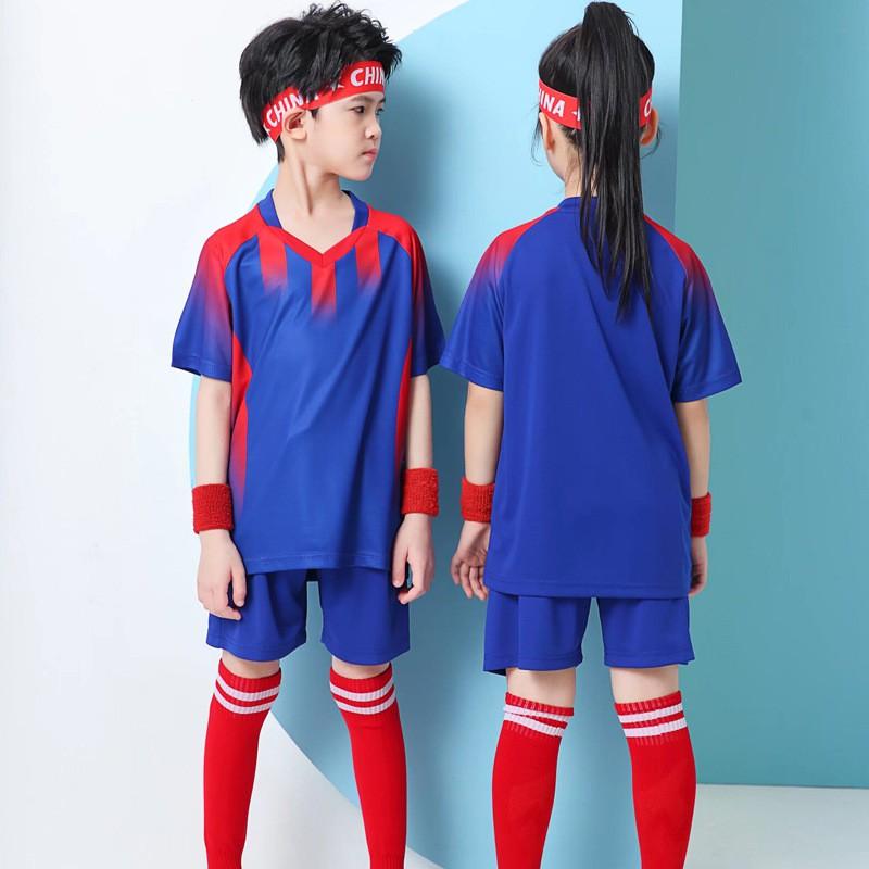 Kids Soccer Jersey Set Short Sleeve Football Uniform Boys Girls Training Camp Sportswear