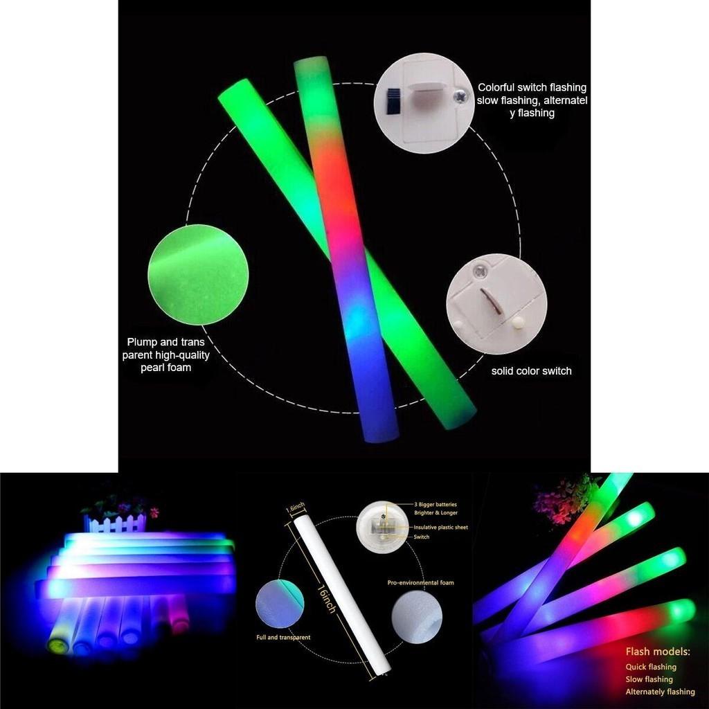 Large Foam Stick Glow Sticks Pack Of 3 Multicolor Party Lights For Concerts And Events