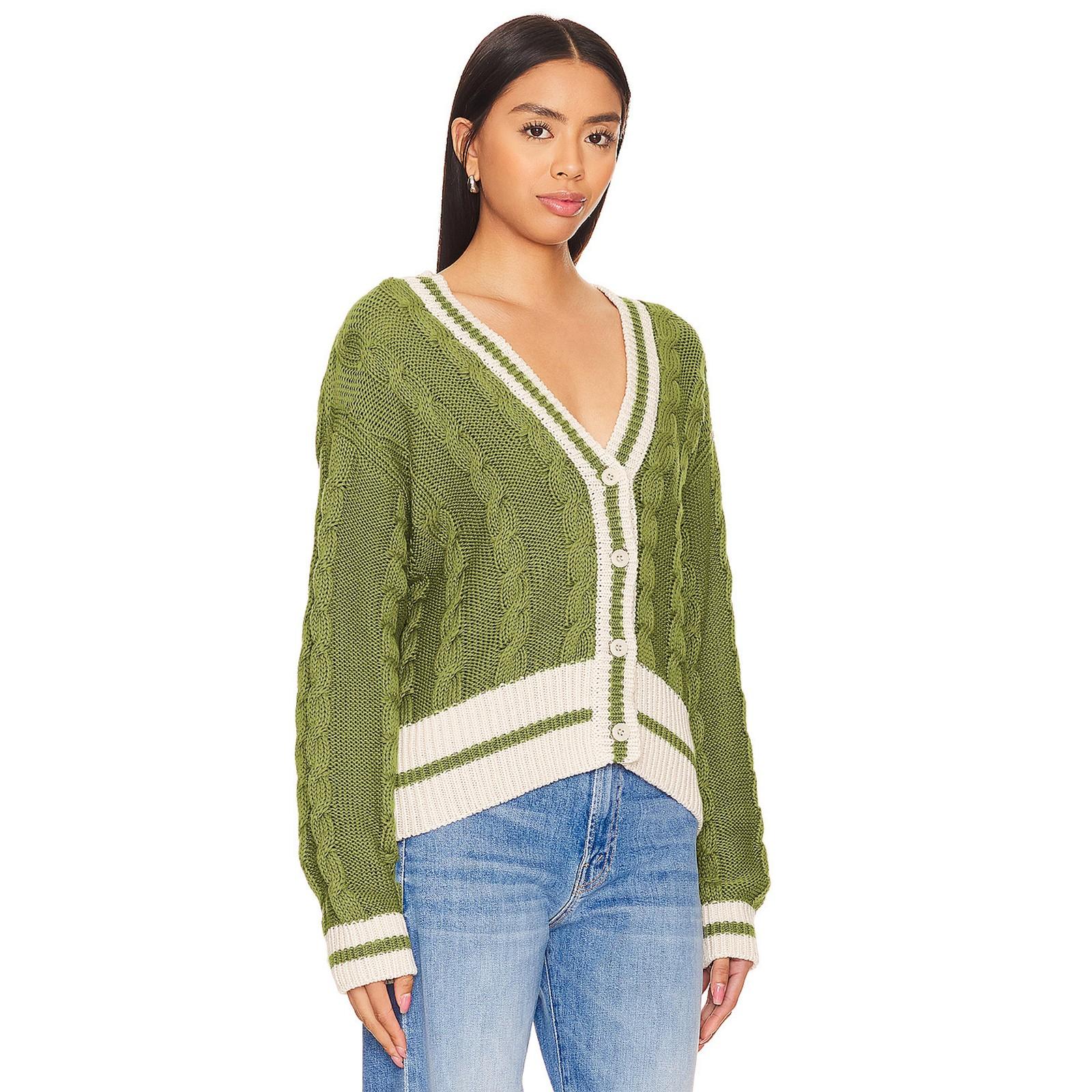 

Женский осенне-зимний свободный вязаный свитер с v-образным вырезом и кардиганом в тон L зелёный