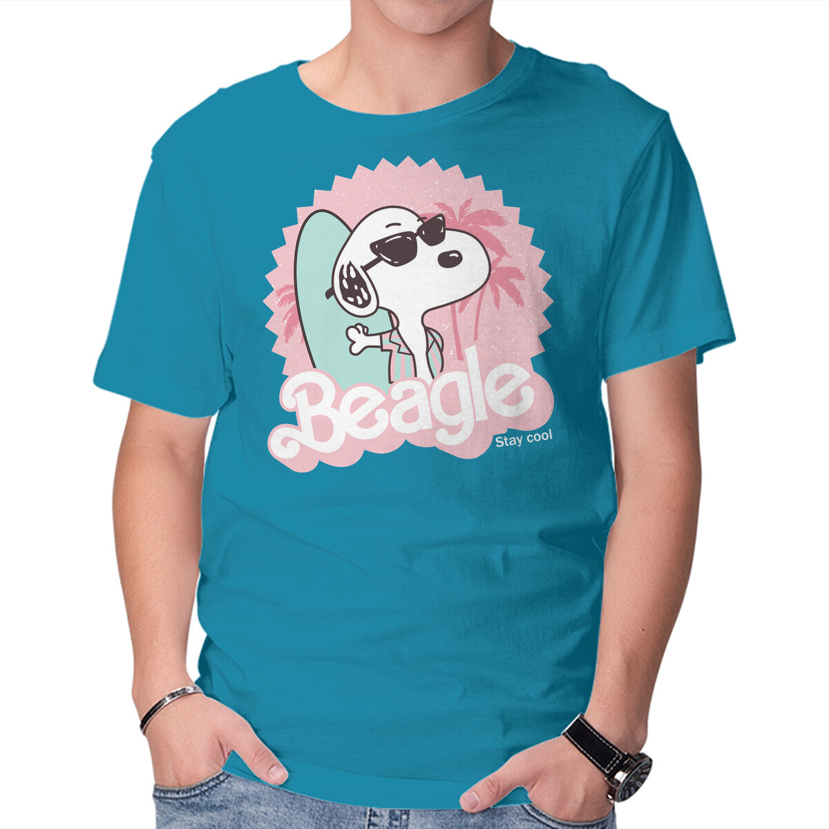 Unisex Crew Neck T-Shirt Cool Beagle Graphic Short Sleeve Casual Tee L