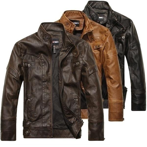 Buy Men's Casual Leather Jacket Long Sleeve Jacket at affordable prices ...