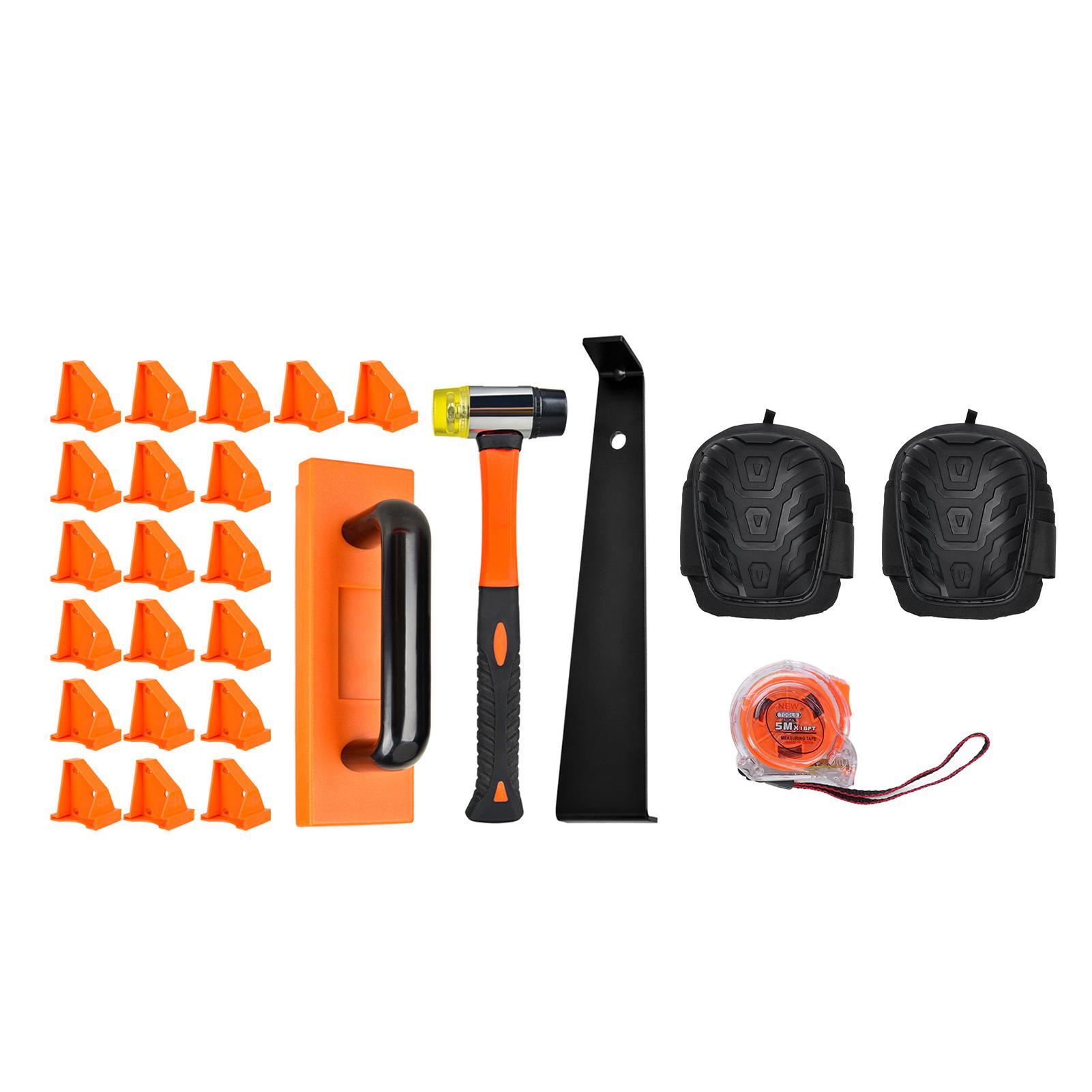 

Инструменты для ламината Двусторонний молоток Установочный блок Тяговая планка 20 распорок 5-метровая рулетка для