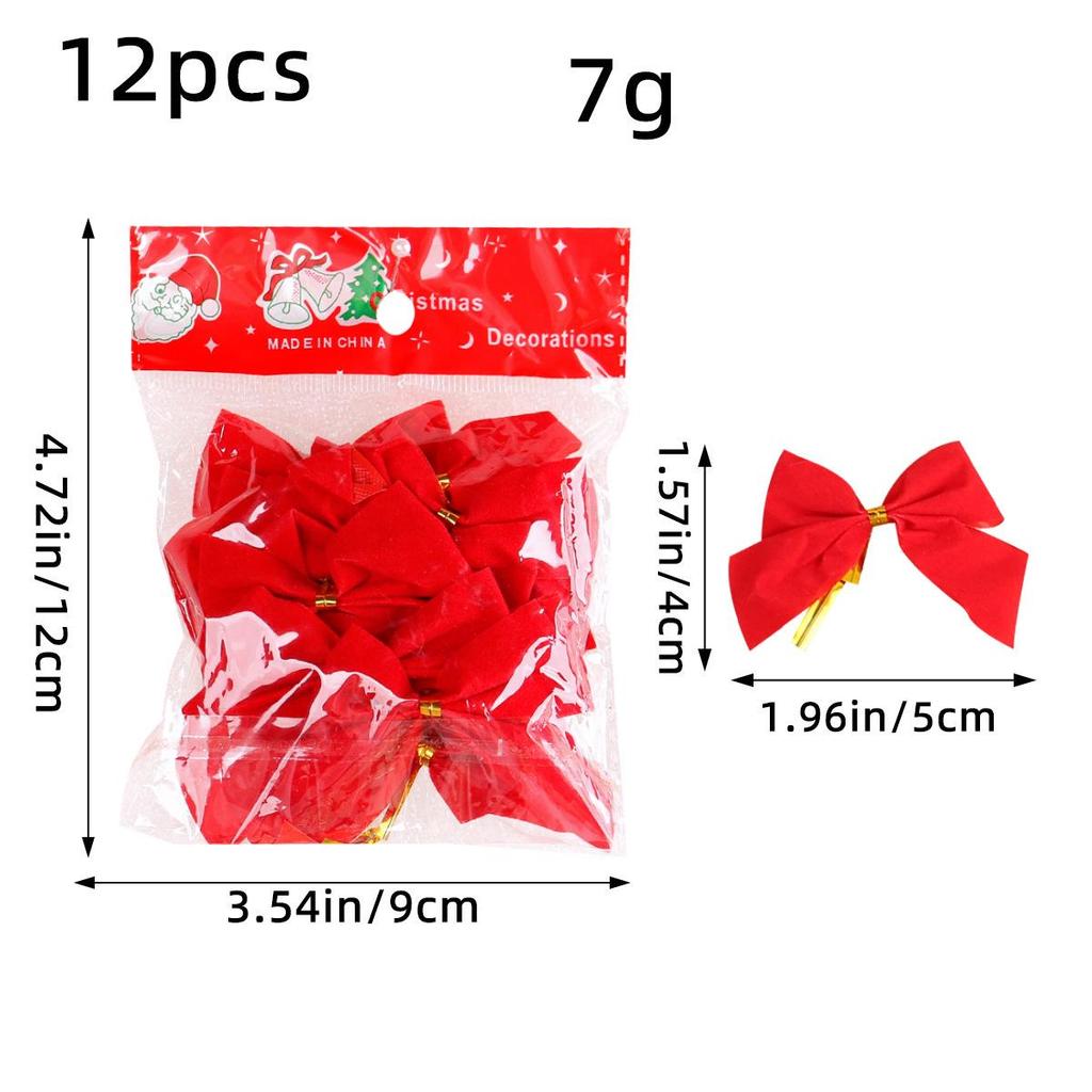 Christmas Tree Ornaments and Small Bows - Festive Decoration Pendants
