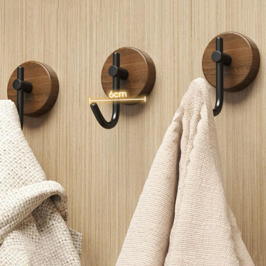 Cârlig din Lemn Masiv Fără Găuri Nuc Cârlig Decorativ pentru Chei Suport pentru Prosoape Agățător de Ușă Raft de Perete pentru Haine Organizator Bucătărie Baie