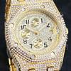 MISSFOX Men's Hip-Hop Fashion Chronograph: Full-Diamond Three-Eye Small Dial Sport Watch