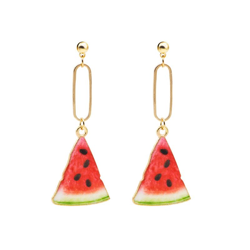 Summer Small Fresh And Cute Fruit Ear Studs Watermelon Strawberry Apple Long Earrings Temperament Earrings Earrings Earrings Female