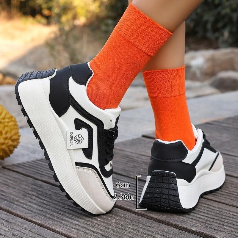 Fashion 2025 Spring New Style Breathable White Casual Shoes Women's Low Top Board Shoes Thick Shoes