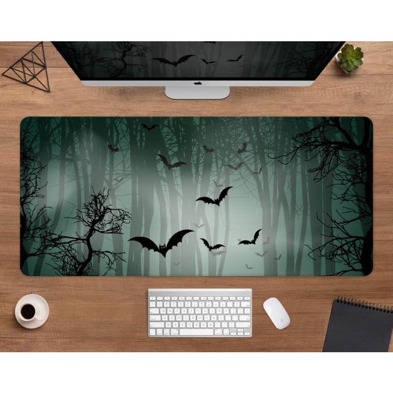 Goth Desk Mat Forest Mousepad Dark Bats Moonlight Gothic AestheticsCute Green Witch Xxl Gaming Deskmats Mouse Pads Mouse Mat