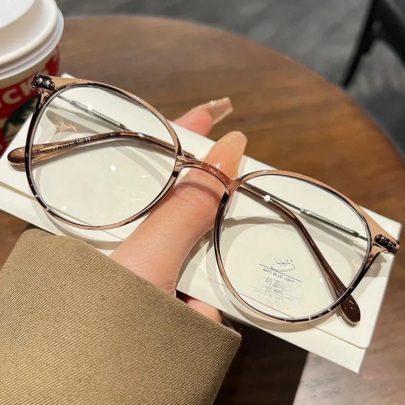 Ultralight Anti-Blue Light Finished Myopia Glasses Vintage Round Frame Eyewear Unisex Glasses Women Short-Sighted Eyeglasses