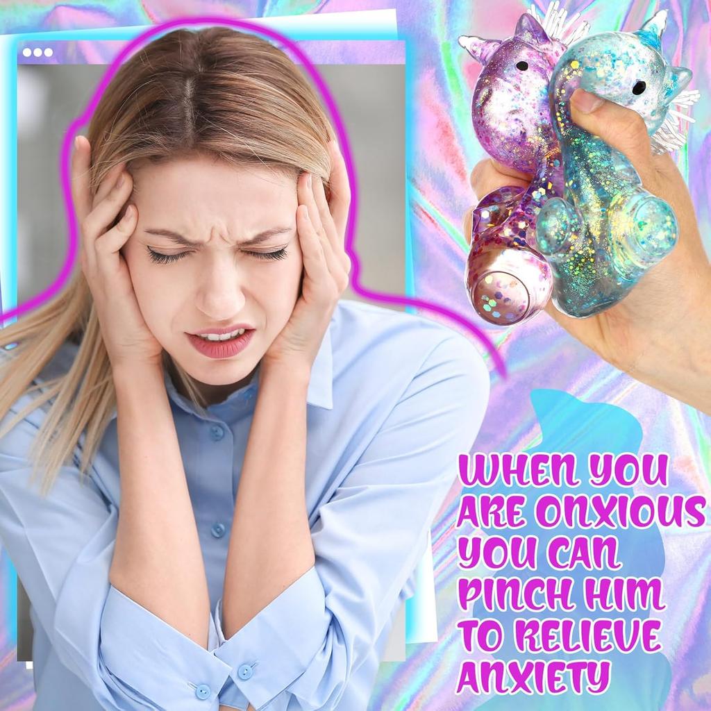1 Pcs Unicorn Stress Relief Toys Stress Balls for Adult Mini Animal Squeeze Fidget Toys Fun for Birthday Stocking Stuffer Gift ADHD Autism Anxiety