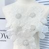 Apparel Accessories White Embroidery Beaded Pearl Flower Piece Collar Cloth Sticker Decal Decoration