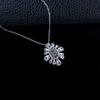 S925 Sterling Silver Pink Sapphire Flower Necklace for Women - Elegant Jewelry for Dating, Commuting, and Festivals