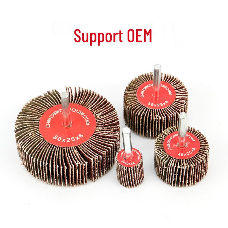 Cylindrical Abrasive Cloth Flap Wheel Grinding Head, 6mm Shank for Metal and Stainless Steel Polishing.