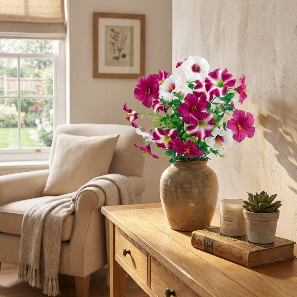 Realistic Silk Morning Glory Flowers UV Resistant Fake Flower Bouquets Faux Plant  Balcony Decor