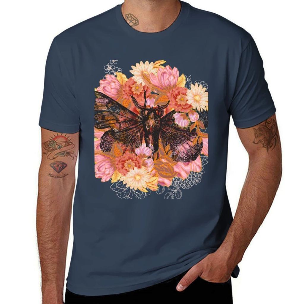 Moth Floral Wreath Tshirt Casual Graphic Print Tee