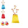 Cute Kids Hawaiian Grass Hula Lei Skirt With Bright Color Flower Wristband Garland Fancy Costume For Festivals And Parties