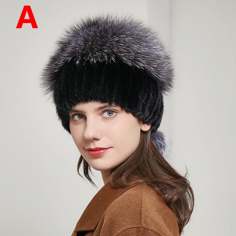Warm Mink Fur Women Hat Beanies Caps 