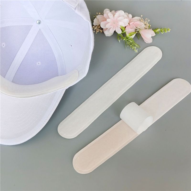 BAAJ-100 Pieces Disposable Cap Liner Moisture Wicking Sweatband Visor Hat Adhesive Sweat Absorbing Strips Patch Tape,White