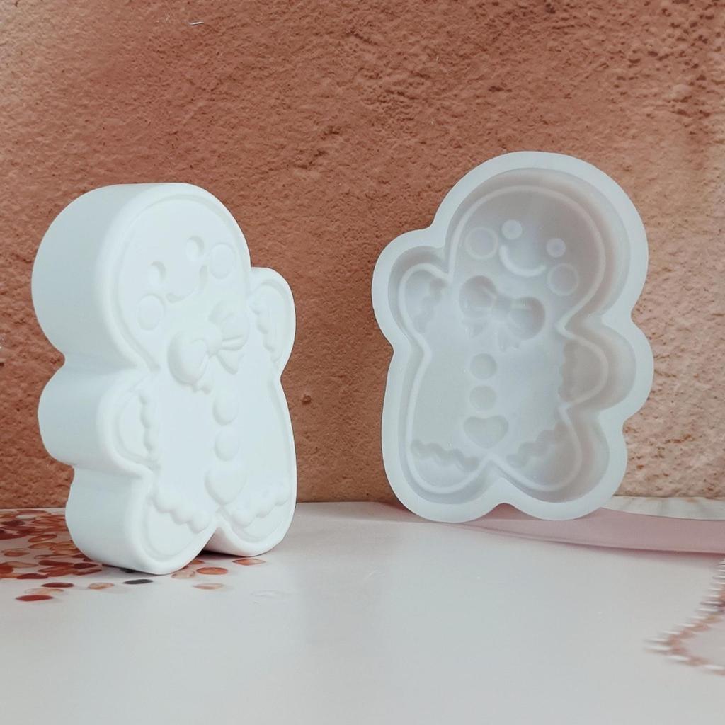 Christmas Gingerbread Man Silicone Molds DIY Cement Gypsum Mould Craft Supplies Christmas Decoration for Wax Soap Clay