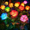 4Pcs Solar Powered Rose Lamp High Efficiency LED Waterproof Outdoor Garden Stake Light with 3D Rose Design