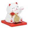 2inch Solar Fortune Cat with Clear Box Solar Powered Lucky Cat Waving Arm Set for Home Office and Dash Board Decor White