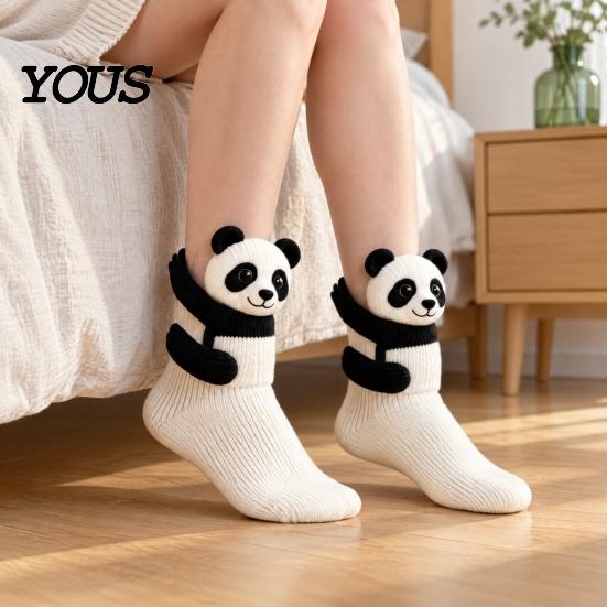 Unique Gift for Friends 1 Pair 3D Knit Animal Socks, Fuzzy Cute Novelty Casual Home Lounge Socks Hand Crocheted Floor Sock, Stuffed