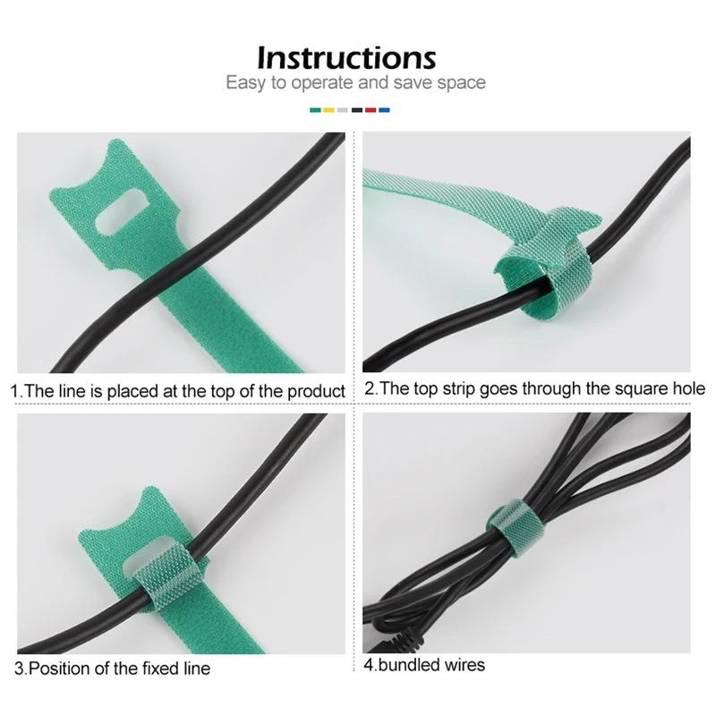 Releasable Cable Ties Colored Plastics Reusable Cable ties Nylon Organizer Tool Velcro Self-Adhesive Tapes