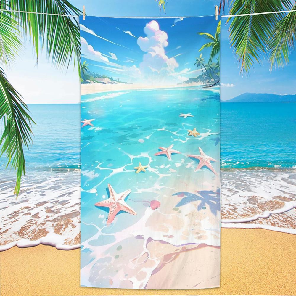 Watermelon & Summer Fun Beach Towel, Sunglasses Flip Flops Print Quick-Dry Towel