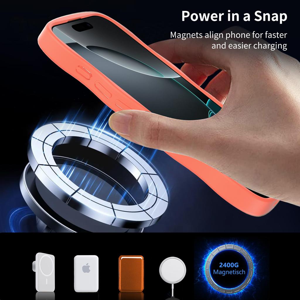 Orange for Apple 17promax Skin-feeling Magnetic Phone Case 2.0 Anti-fall Matte for IPhone16e Protective Case