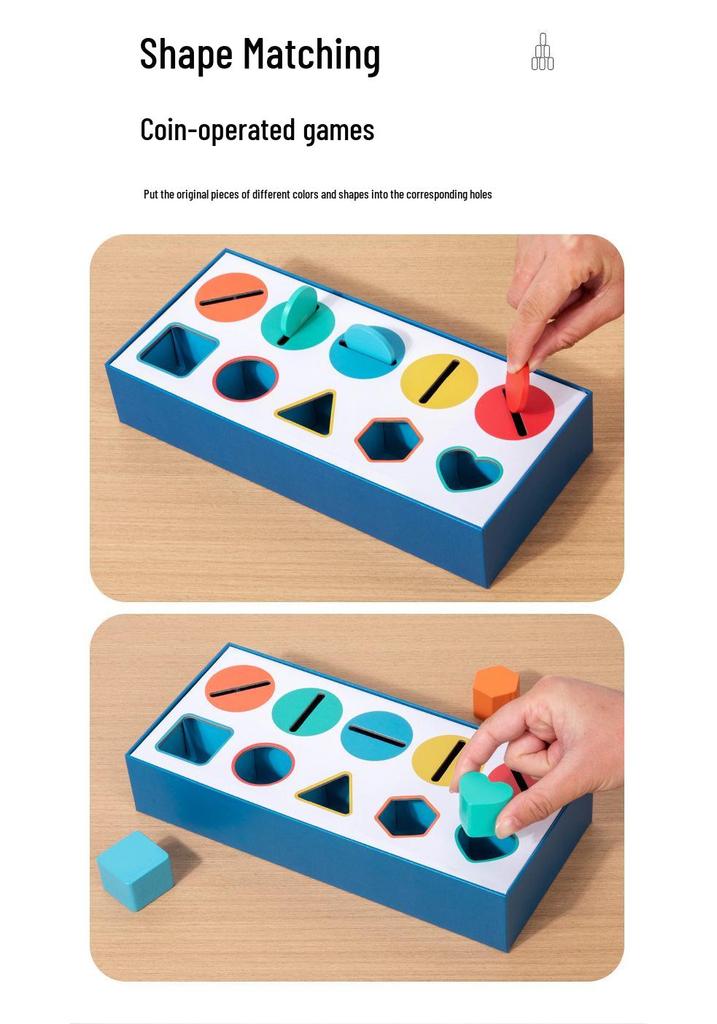 Montessori Shape & Color Recognition Wooden Sorting Box for Kids