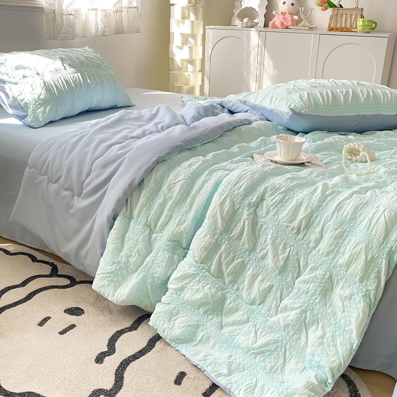 Capa de Edredom de Verão Japonês Edredom Fresco Manta para Pausa do Meio-Dia de Verão Ar Condicionado Solteiro Seersucker Lençóis Fronha Conjunto